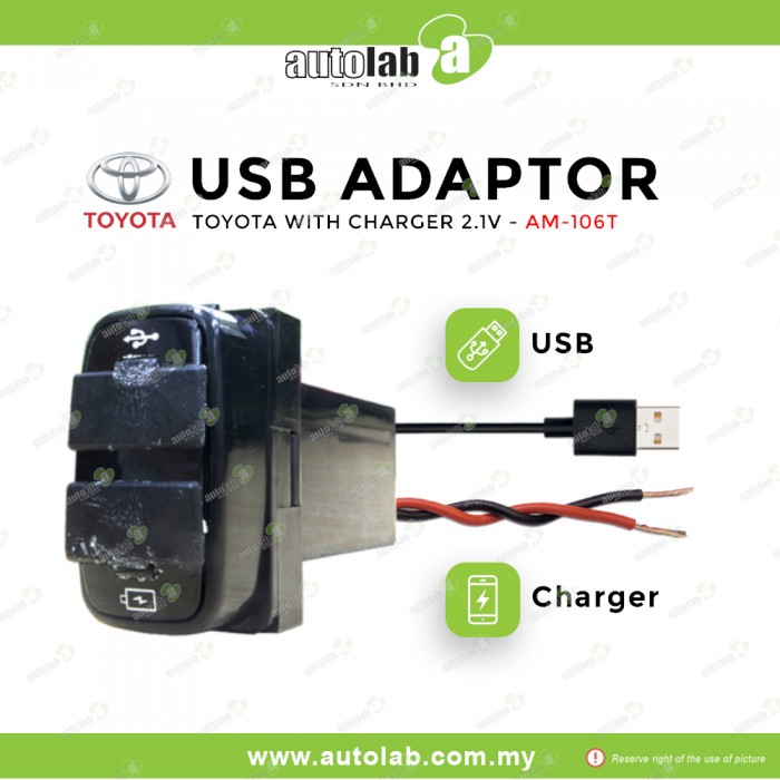 USB ADAPTOR TOYOTA WITH CHARGER 2.1V - AM-106T